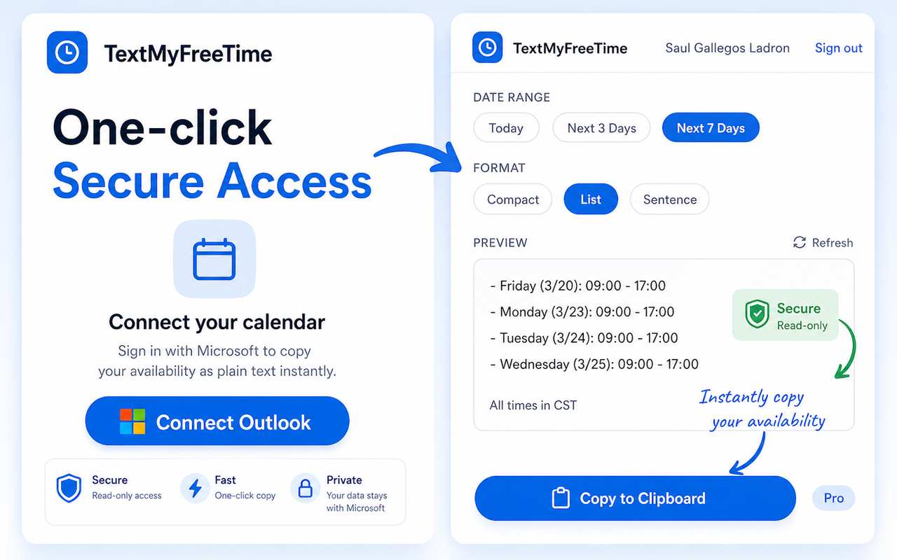 TextMyFreeTime extension in action